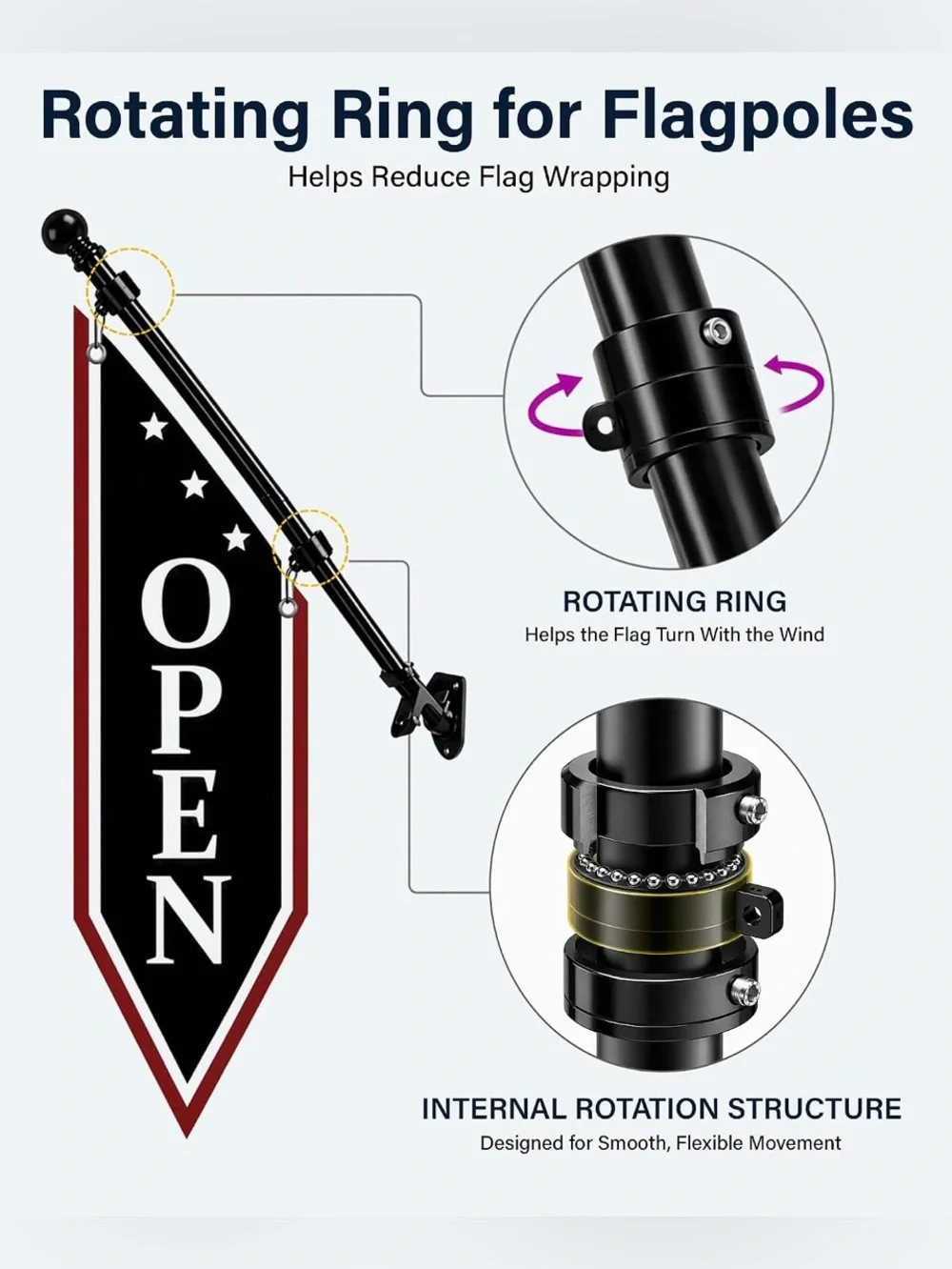 Open Hanging Banner Flag with Black and Red Accent
